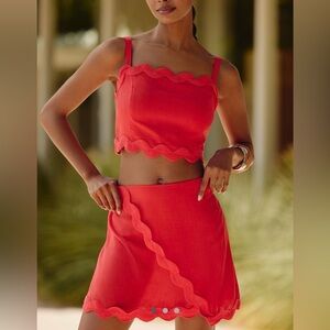 Celandine Linen-Blend Rickrack Set NWT